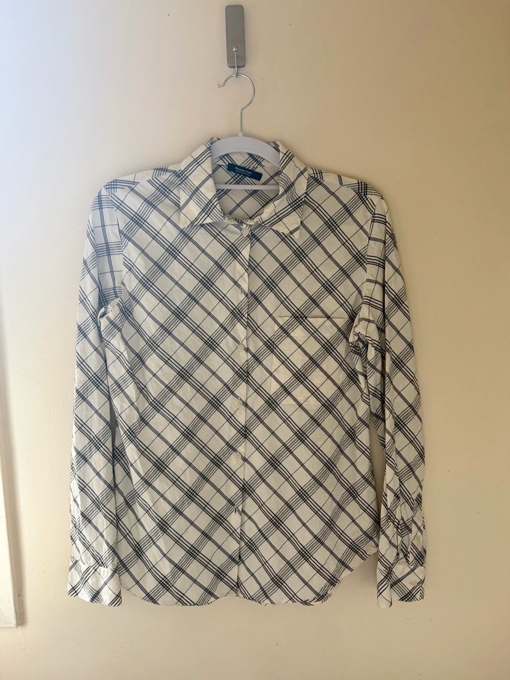 Massimo Dutti Cream Shirt with Black / Tan Plaid